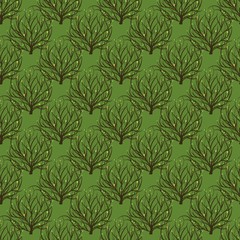 Seamless pattern with tree of life in hand drawn style.