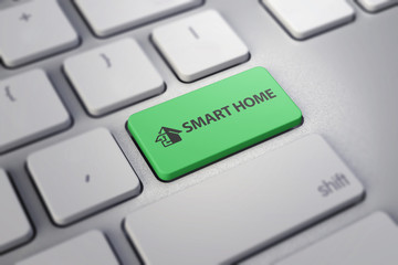 smart home green key with house