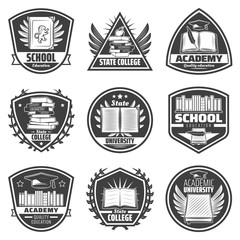 Obraz premium Vintage Monochrome Education Labels Set