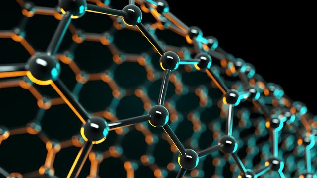 Blue nanotubes nanostructure loopable animation. Science research and technology