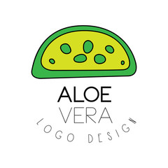 Aloe Vera logo design, green natural product badge, organic cosmetics and beauty label vector Illustration on a white background