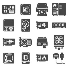 Vector Computer Hardware Icons. PC Components set
