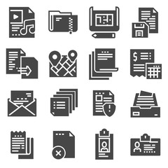 Document vector icons set on white background