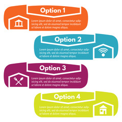 Four elements of infographic design with icons. Step by step infographic design template. Vector illustration
