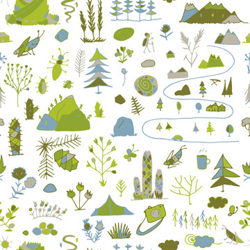 Wild field, nature seamless pattern for your design