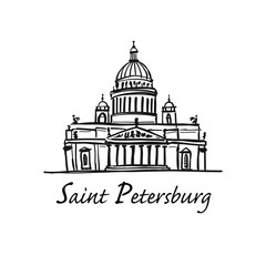 Saint Isaac's Cathedral of Saint Petersburg landmark, Russia. Vector illustration