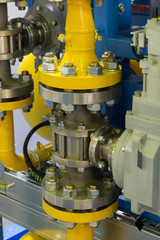 Gas metering station and pipeline at power plant selective focus