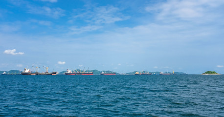 Cargo Ships at Anchorage, Koh Sri Chang, Thailand