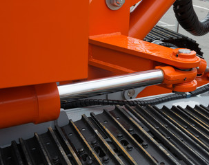 Detail of new hydraulic bulldozer piston excavator arm