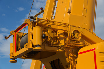 Elements of large mobile construction crane tower