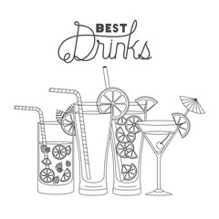 best drinks set icons vector illustration design
