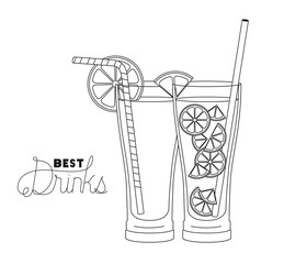 best drinks set icons vector illustration design