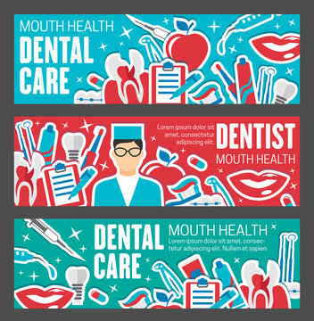 Dental clinic banner for tooth health care design