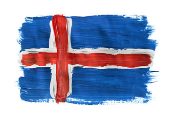 Painted Icelandic flag isolated