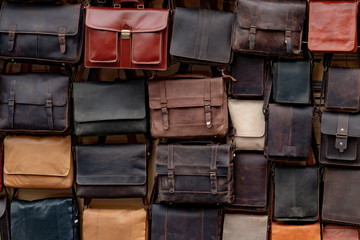 Many leather case for sale at the market