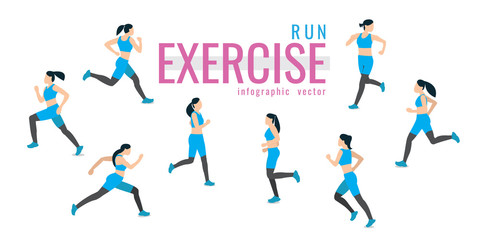 Plakat runs. exercises on white background. healthy. vector