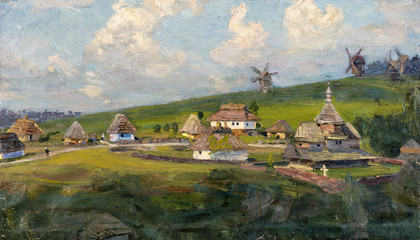 landscape, oil painting, hand made