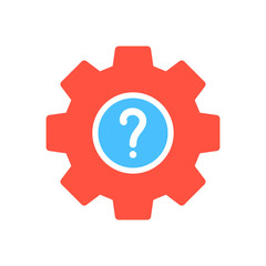 Settings icon, Tools and utensils icon with question mark. Settings icon and help, how to, info, query symbol