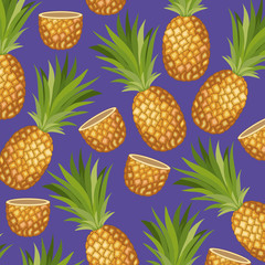 fresh pineapple fruit tropical pattern vector illustration design