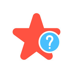 Star icon, signs icon with question mark. Star icon and help, how to, info, query symbol