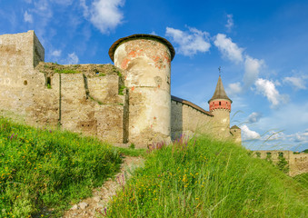 Part of southern side of medieval Kamianets-Podilskyi fortress, Ukraine