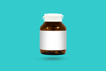 Pharmaceutical packaging bottles isolated background. Studio shot clipping mask.