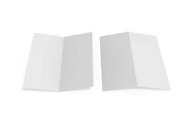 Bi fold or Vertical half fold brochure mock up on isolated white background, 3d illustration
