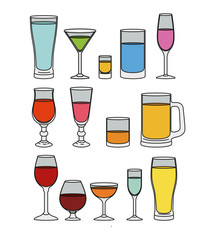 best drinks set icons vector illustration design