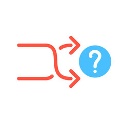 Shuffle icon, arrows icon with question mark. Shuffle icon and help, how to, info, query symbol