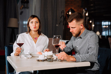 beautiful young woman fooling around on a date