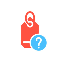 Tag icon, business icon with question mark. Tag icon and help, how to, info, query symbol