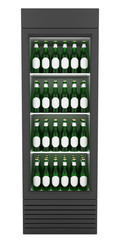 market fridge with beer isolated on white background
