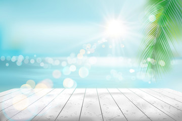 View of a tropical beach. Vector Illustration. 