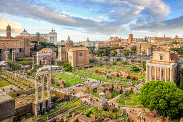 Fototapeta na wymiar Roman forum ancient ruins in rome, Italy. Rome architecture and landmark. Rome sityscape.