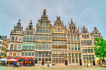 Fototapeta na wymiar Guildhalls on the Grote Markt Square in Antwerp, Belgium