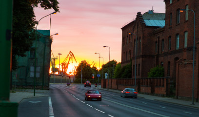 Fototapeta na wymiar Sunset in Klaipeda Lithuania