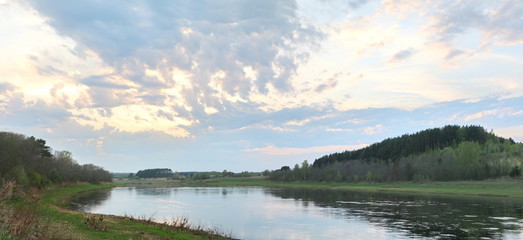 panorama of the spring river