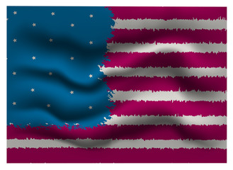 Stylized American flag is fluttering. For wallpaper, paper, invitations, fabrics