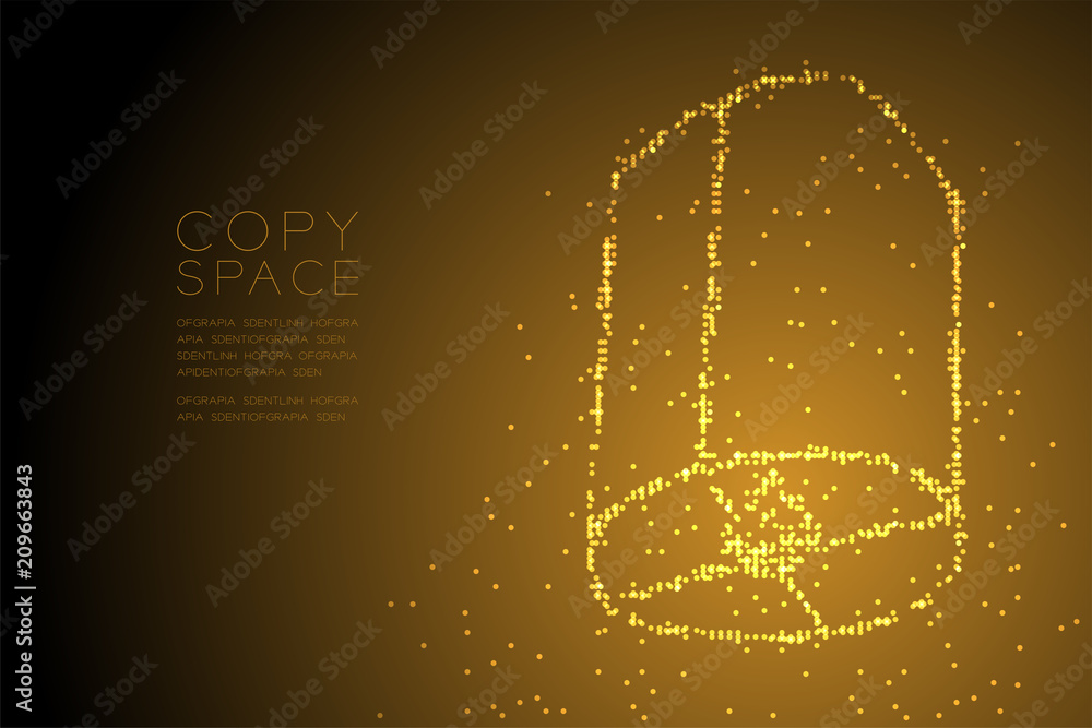 Poster abstract geometric circle dot pixel pattern balloon lantern shape, loy krathong concept design gold 