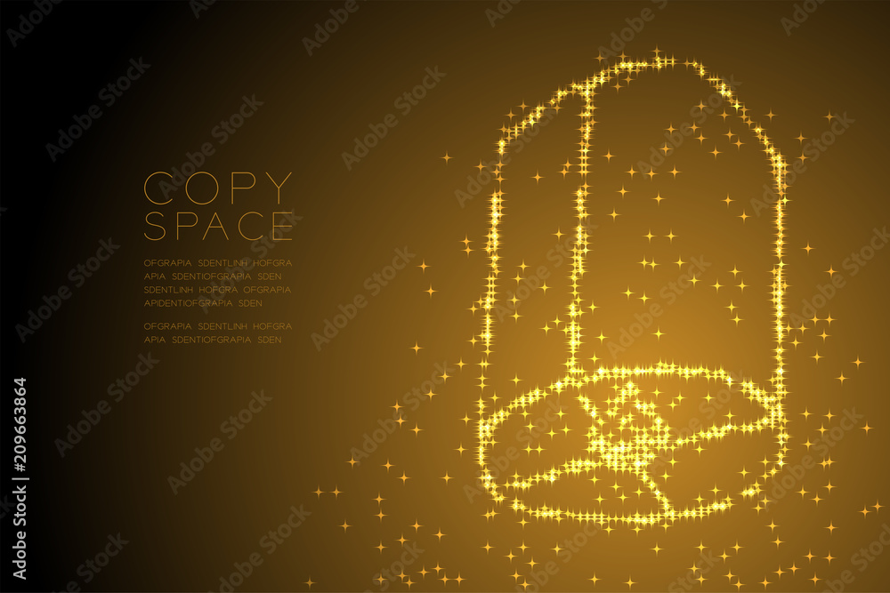 Poster abstract shiny star pattern balloon lantern shape, loy krathong concept design gold color illustrati