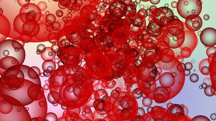 Realistic soap red color bubbles with colored background- soap bubbles background 