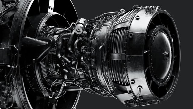 Animation of highly detailed model of CFM56 turbofan aircraft engine. 4KHD