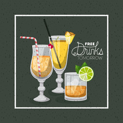 best drinks set icons vector illustration design