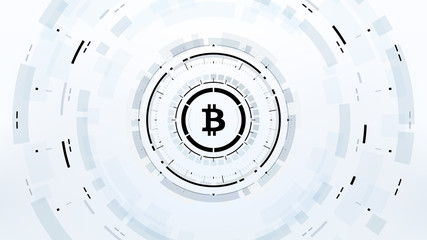 Bitcoin cryprocurrency futuristic vector illustration for background, HUD, graphical user interface, banner, business and finance infographics and more. Worldwide digital money blockchain system