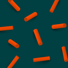 Grey textured background with orange 3d geometric pattern.