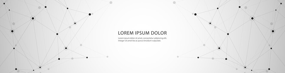 Vector banner design, network connection with lines and dots