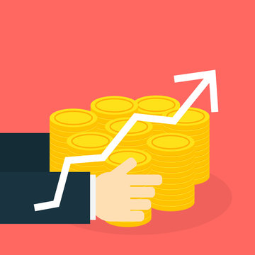 2 Hand hold money with graph, vector illustration