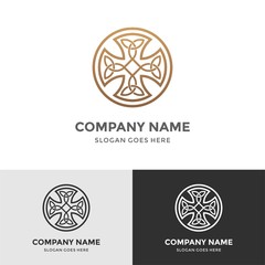 Religious Christian Tribal Celtic Circular Trinity Elegance Beauty Circle Cross Pattern Flowers Morocco Interior Motif Decoration Business Church Company Stock Vector Logo Design Template