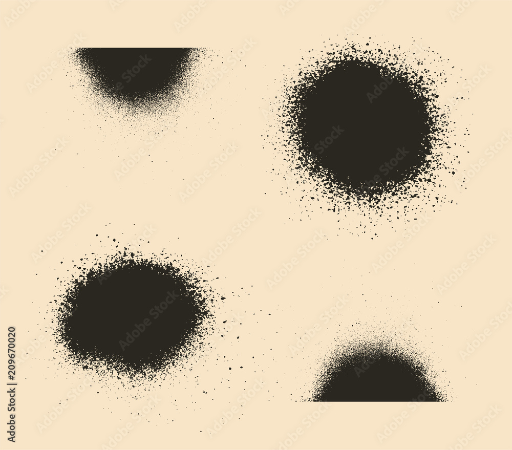 Poster vector set of splash stains textures. monochrome abstract vector grunge textures.