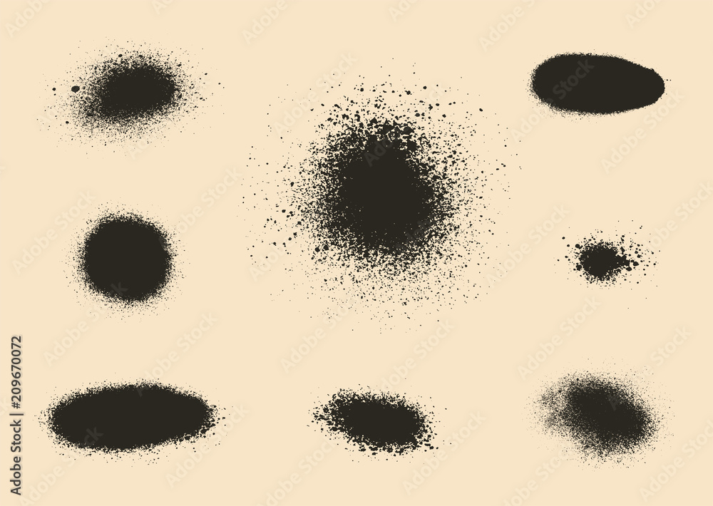 Poster vector set of splash stains textures. monochrome abstract vector grunge textures.